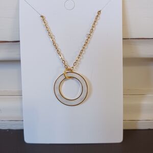 Elegant Gold-Tone Double Circle Necklace